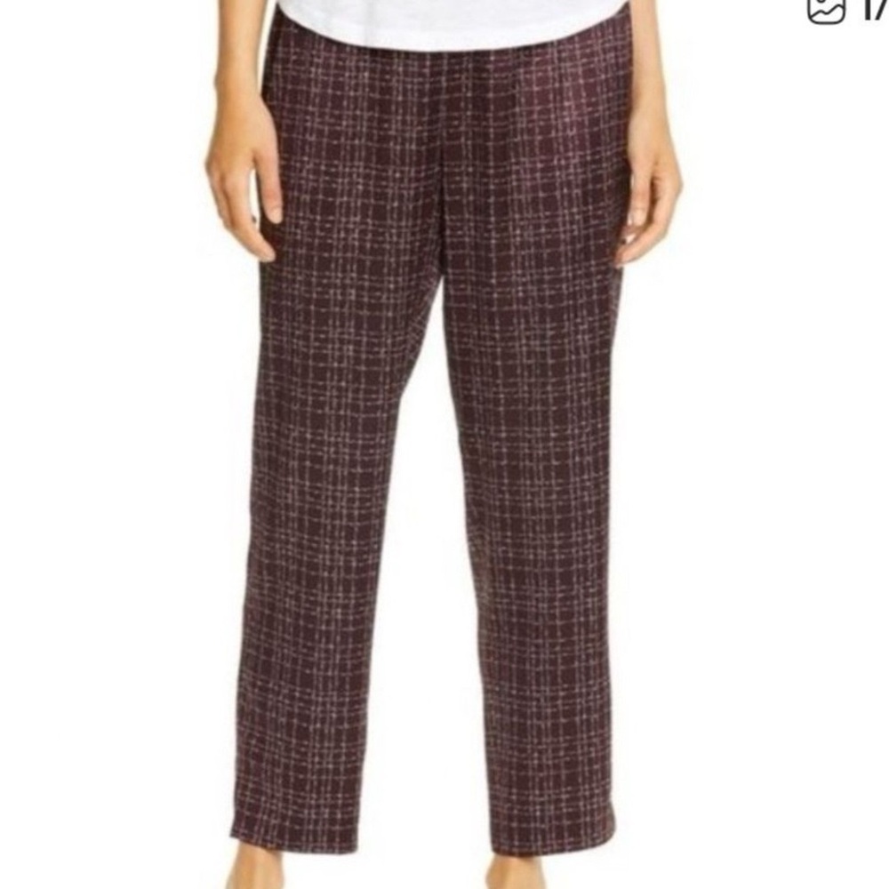 Eileen Fisher Printed Silk Grid Pant Pull On Sz M
